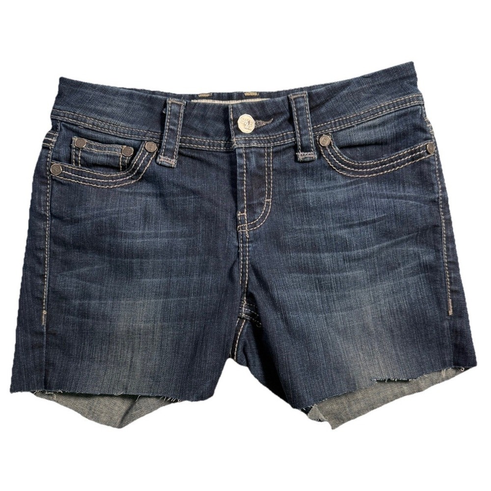 Buckle BKE Harper Womens 31 Blue Denim Stretch‎ Shorts Low Rise Y2K Cut Offs